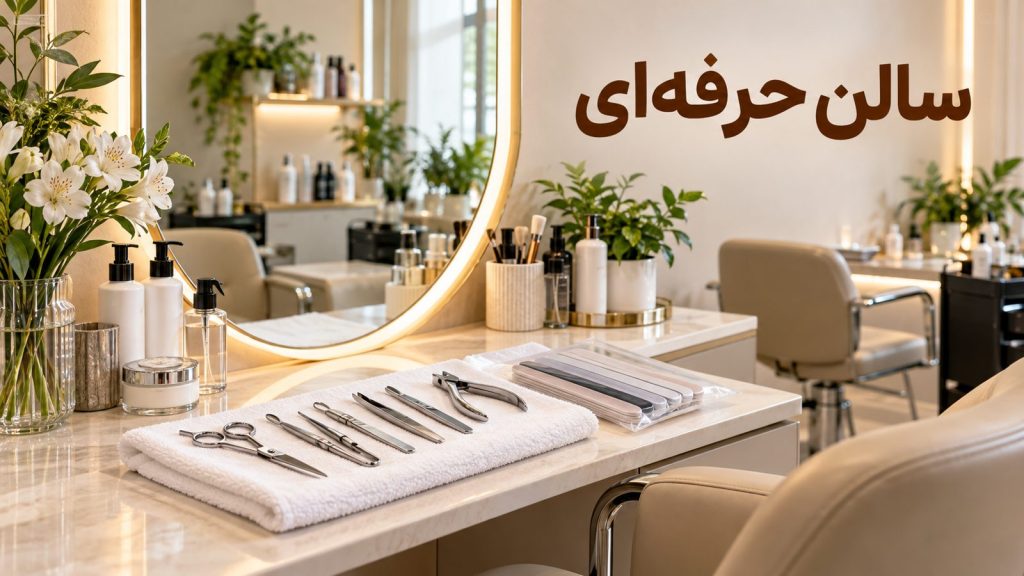 ویژگی‌های سالن زیبایی استاندارد با ابزار تمیز و فضای مرتب