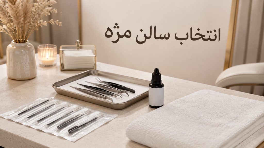 ابزار تمیز و یک‌بارمصرف برای اکستنشن مژه در سالن معتبر