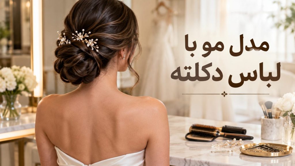 مدل مو با لباس دکلته و شینیون مناسب هر یقه از نمای پشت