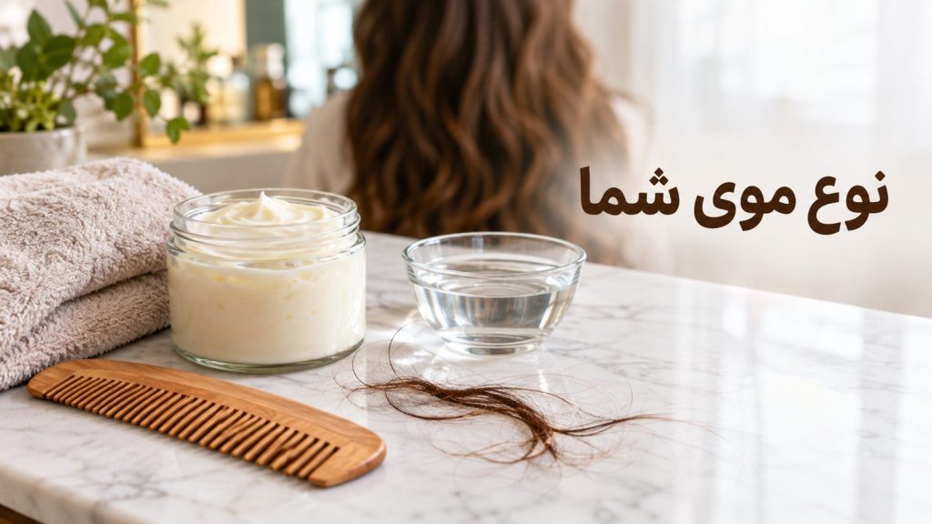 راهنمای تشخیص موی خشک یا چرب با شانه، ماسک و حوله در سالن زیبایی